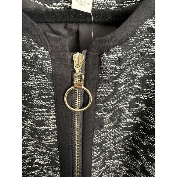Chicos Jacquard Jacket Womens Size 3 XL Black White Full Zip Long Sleeve Knit - Picture 5 of 8